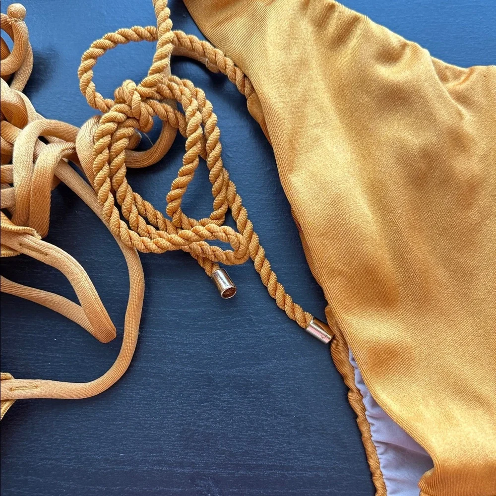 Mustard Yellow Triangle String Bikini - Picture 6 of 6